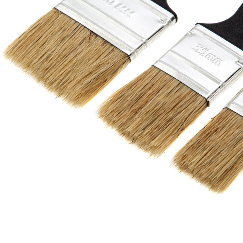 Набор кистей флейцевых 3 шт. (25 мм, 35 мм, 50 мм) натуральная щетина, пластиковая ручка Сибртех купить в Москве с доставкой по всей России | ProtosMarket.ru