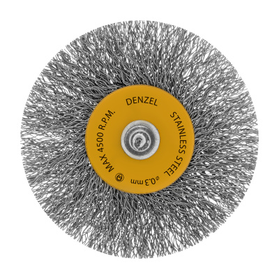 Набор щеток для дрели, 5 Плоских 25-38-50-63-75 мм, шпилька, нерж. вит. проволока Denzel по ценам производителя в Казани с доставкой по всей России