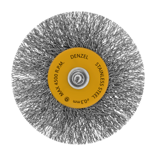 Набор щеток для дрели, 5 Плоских 25-38-50-63-75 мм, шпилька, нерж. вит. проволока Denzel по ценам производителя в Казани с доставкой по всей России