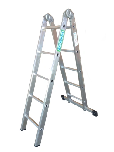 Лестница 2-х секционная алюминиевая шарнирная 2*5 по ценам производителя в Казани с доставкой по всей России