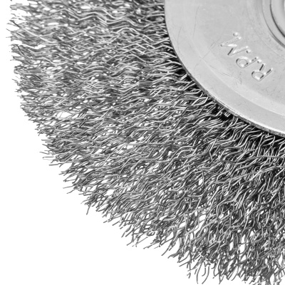 Щетка для УШМ, 125 мм, посадка 22.2 мм, плоская, витая проволока Сибртех по ценам производителя в Казани с доставкой по всей России