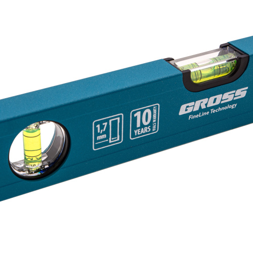 Уровень алюминиевый усиленный, 400 мм, 3 глазка Gross купить в Москве с доставкой по всей России | ProtosMarket.ru