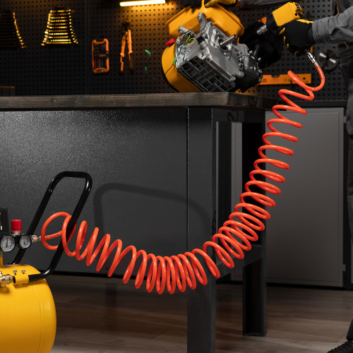 Шланг спиральный воздушный 8 х 12 мм, 18 бар, с быстросъемными соединениями, 15 м Stels купить в Москве с доставкой по всей России | ProtosMarket.ru