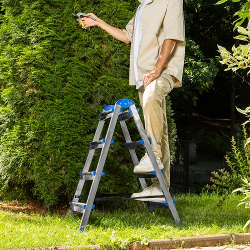 Стремянка двухсторонняя 4 ступени, сталь профиль, стальные ступени, Сибртех купить в Москве с доставкой по всей России | ProtosMarket.ru
