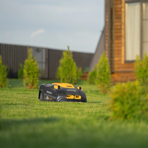 Робот-газонокосилка Grass Master 1000  1000м², 3Ач, 28V, LCD дисплей, Wi-Fi Denzel по ценам производителя в Казани с доставкой по всей России