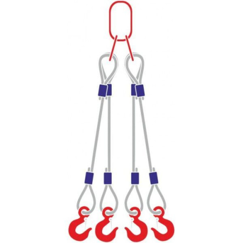 Строп канатный 4СК, с 4 крюками 25Т x 4М купить в Москве с доставкой по всей России | ProtosMarket.ru