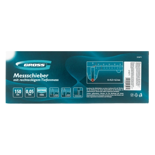 Штангенциркуль, 150 мм, 0.05 мм, нержавеющая сталь, с глубиномером Gross по ценам производителя в Казани с доставкой по всей России