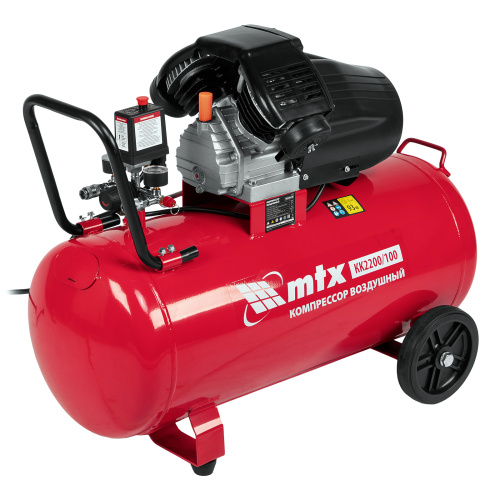 Компрессор воздушный КК-2200/100, 2,2 кВт, 350 л/мин, 100 л, прямой привод, масляный MTX купить в Москве с доставкой по всей России | ProtosMarket.ru