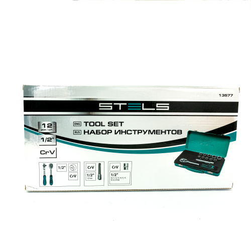 Набор торцевых головок, 1/2, головки 10 - 24 мм, с трещоточным ключом, 12 предметов Stels купить в Москве с доставкой по всей России | ProtosMarket.ru