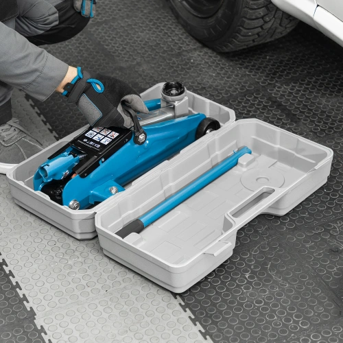 Домкрат гидравлический подкатной, 2 т, h подъема 140-340 мм, в кейсе Stels по ценам производителя в Казани с доставкой по всей России