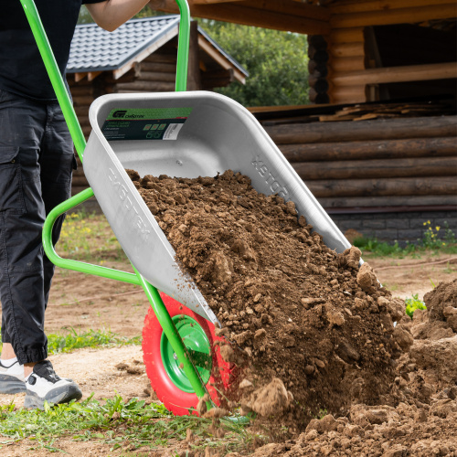 Тачка садово-строительная с PU колесом, грузоподъемность 180 кг, объем 90 л Сибртех купить в Москве с доставкой по всей России | ProtosMarket.ru