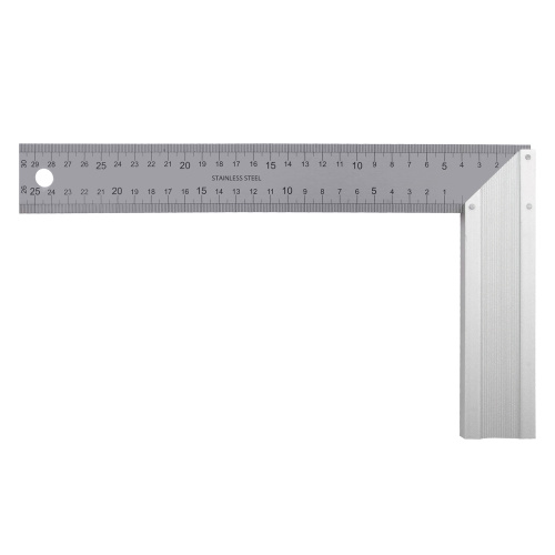 Угольник стальной 300 мм, нержавеющая сталь, градуировка, алюминиевое основание Denzel по ценам производителя в Казани с доставкой по всей России