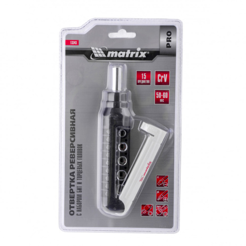 Отвертка реверсивная с набором бит и торцевых головок, 15 шт, CrV Matrix Pro купить в Москве с доставкой по всей России | ProtosMarket.ru