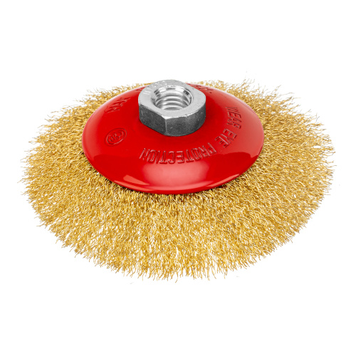 Щетка для УШМ, 125 мм, М14, "тарелка", латунированная витая проволока Matrix по ценам производителя в Казани с доставкой по всей России