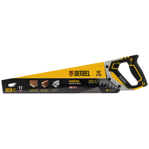 Ножовка по дереву, 450 мм, 11 TPI, зуб 3D, металлопластиковая рукоятка Denzel купить в Москве с доставкой по всей России | ProtosMarket.ru
