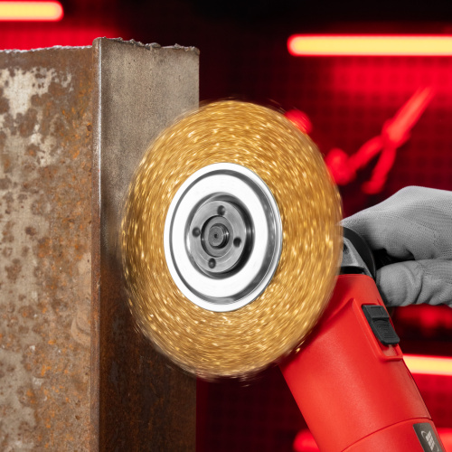 Щетка для УШМ, 150 мм, посадка 22.2 мм, плоская, латунированная витая проволока Matrix по ценам производителя в Казани с доставкой по всей России