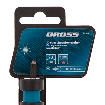 Отвертка PH1 x 100 мм, S2, трехкомпонентная ручка Gross по ценам производителя в Казани с доставкой по всей России
