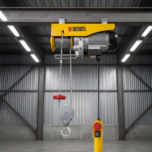 Тельфер электрический TF-800, 0.8 т, 1300 Вт, высота 12 м, 8 м/мин Denzel по ценам производителя в Казани с доставкой по всей России