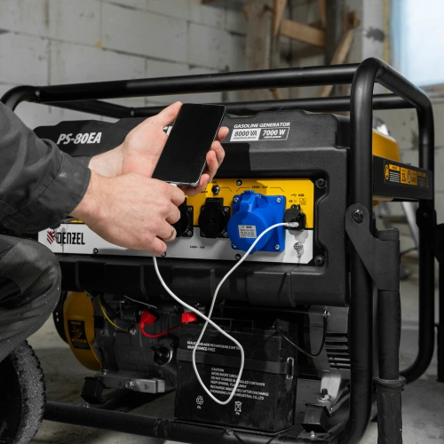 Генератор бензиновый PS 80 EA, 8.0 кВт, 230 В, 25 л, коннектор автоматики, электростартер Denzel купить в Москве с доставкой по всей России | ProtosMarket.ru
