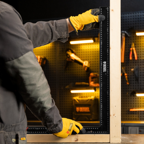 Угольник, 400 х 600 мм, алюминиевый, лазерная гравировка Denzel купить в Москве с доставкой по всей России | ProtosMarket.ru