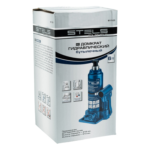 Домкрат гидравлический бутылочный, 6 т, H подъема 216-413 мм Stels купить в Москве с доставкой по всей России | ProtosMarket.ru