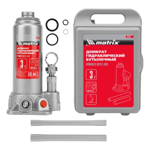 Домкрат гидравлический бутылочный, 3 т, высота подъема 194-372 мм, в пластиковый кейсе Matrix по ценам производителя в Казани с доставкой по всей России