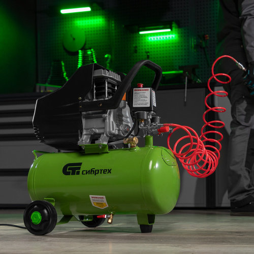 Компрессор воздушный КК-1500/24, 1.5 кВт, 198 л/мин, 24 л, прямой привод, масляный Сибртех купить в Москве с доставкой по всей России | ProtosMarket.ru