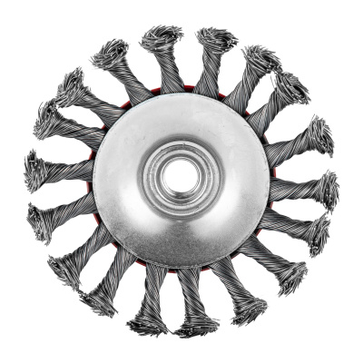 Щетка для УШМ, 115 мм, М14, "тарелка", крученая проволока 0.5 мм Matrix по ценам производителя в Казани с доставкой по всей России