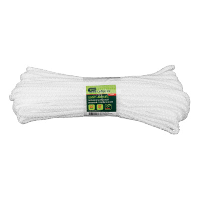 Шнур вязаный полипропиленовый с серд. белый, 6 мм, L 20 м, Сибртех по ценам производителя в Казани с доставкой по всей России