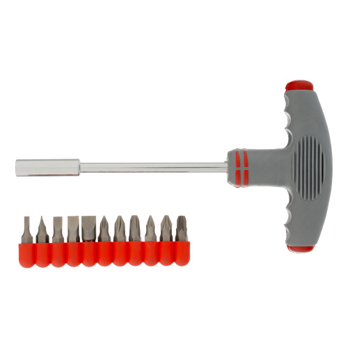 Отвертка с Т-образной эргономичной ручкой и набором бит, 11 шт, CrV Matrix купить в Москве с доставкой по всей России | ProtosMarket.ru