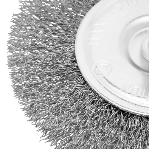 Щетка для дрели 100 мм, плоская со шпилькой, витая проволока Сибртех по ценам производителя в Казани с доставкой по всей России