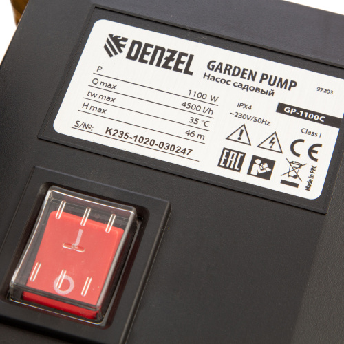 Садовый поверхностный насос GP1100C, 1100 Вт, 4500 л/ч, подъем 46 м, чугун Denzel купить в Москве с доставкой по всей России | ProtosMarket.ru