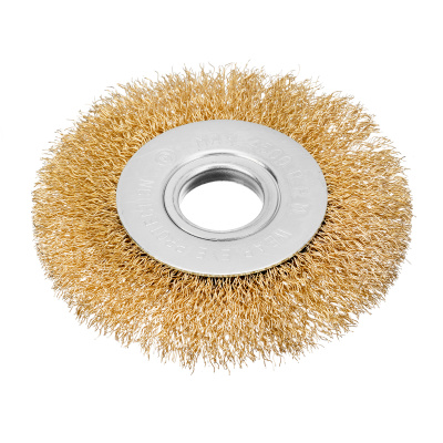 Щетка для УШМ, 100 мм, посадка 22.2 мм, плоская, латунированная витая проволока Matrix по ценам производителя в Казани с доставкой по всей России