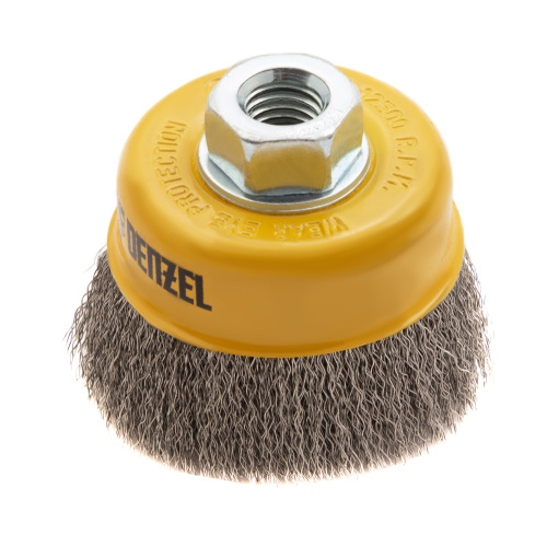Щетка для УШМ, 75 мм, "Чашка", витая нержавеющая проволока 0.3 мм, М14 Denzel по ценам производителя в Казани с доставкой по всей России