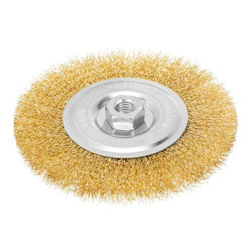 Щетка для УШМ, 150 мм, М14, плоская, латунированная витая проволока Matrix по ценам производителя в Казани с доставкой по всей России