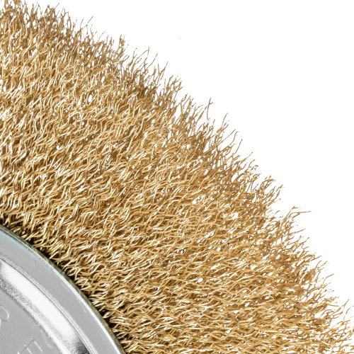 Щетка для УШМ, 200 мм, посадка 22.2 мм, плоская, латунированная витая проволока Matrix по ценам производителя в Казани с доставкой по всей России