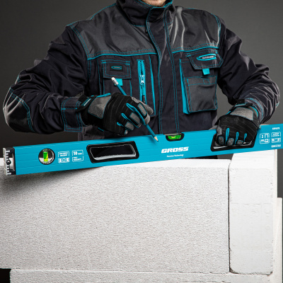 Уровень алюминиевый, 800 мм, усиленный с ударопрочными заглушками, рукоятки, 3 глазка Gross купить в Москве с доставкой по всей России | ProtosMarket.ru