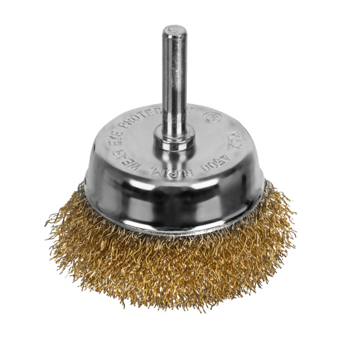 Щетка для дрели, 65 мм, "чашка" со шпилькой, латунированная витая проволока Matrix по ценам производителя в Казани с доставкой по всей России