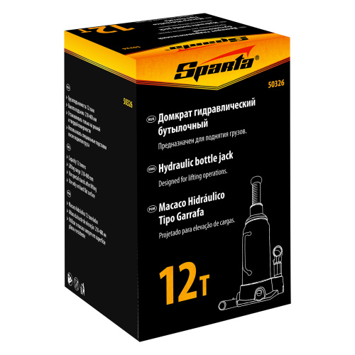 Домкрат гидравлический бутылочный, 12 т, h подъема 210-400 мм Sparta купить в Москве с доставкой по всей России | ProtosMarket.ru
