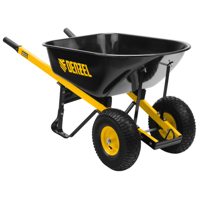 Тачка строительная, усиленная, объем 140 л, 250 кг, двухколесная, колесо 15х6.00-6 Denzel купить в Москве с доставкой по всей России | ProtosMarket.ru