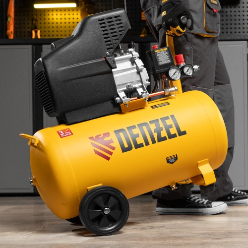 Компрессор воздушный, прямой привод DC1500/50, 1.5 кВт, 50 литров, 220 л/мин Denzel по ценам производителя в Казани с доставкой по всей России