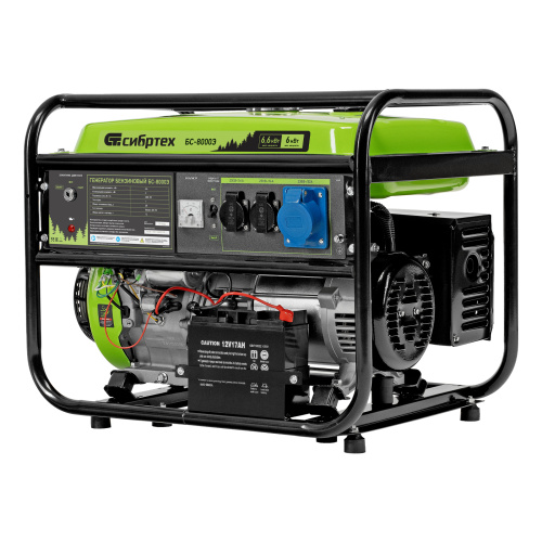 Генератор бензиновый БС-8000Э, 6,6 кВт, 230В, четырехтактный, 25 л, электростартер Сибртех по ценам производителя в Казани с доставкой по всей России