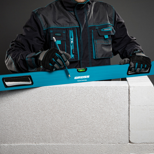 Уровень алюминиевый, 1800 мм, усиленный с ударопрочными заглушками, рукоятки, 3 глазка Gross купить в Москве с доставкой по всей России | ProtosMarket.ru