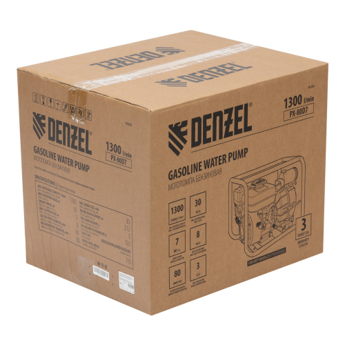 Мотопомпа бензиновая для грязной воды PX-80D7, 7 л.с., 3", 1300 л/мин, глуб 8 м,напор 30 м Denzel по ценам производителя в Казани с доставкой по всей России