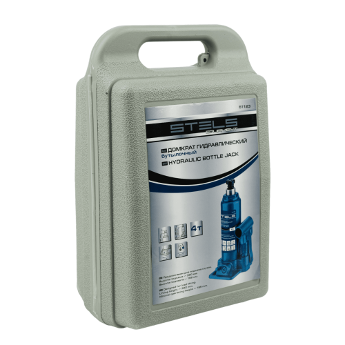 Домкрат гидравлический бутылочный, 4 т, H подъема 195-380 мм, в пластиковом кейсе Stels купить в Москве с доставкой по всей России | ProtosMarket.ru