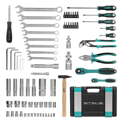 Набор инструментов, 1/2", 1/4", CrV, 12 гранные головки, пластиковый кейс, 76 предметов Stels купить в Москве с доставкой по всей России | ProtosMarket.ru