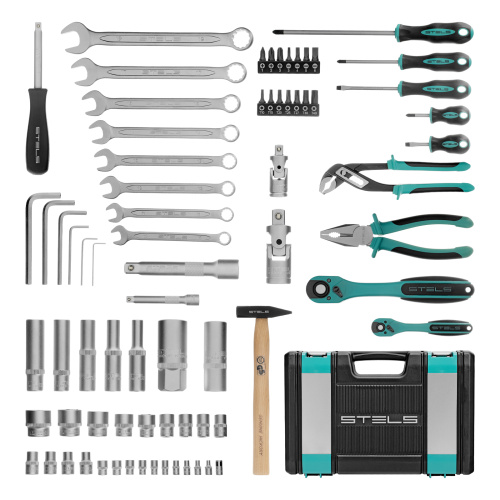 Набор инструментов, 1/2", 1/4", CrV, 12 гранные головки, пластиковый кейс, 76 предметов Stels купить в Москве с доставкой по всей России | ProtosMarket.ru