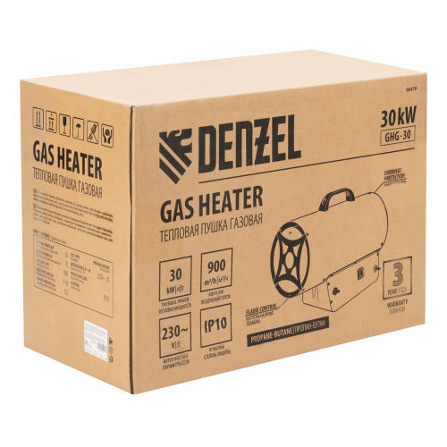 Газовая тепловая пушка GHG-30, 30 кВт, 900 м3/ч, пропан-бутан Denzel по ценам производителя в Казани с доставкой по всей России