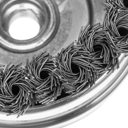 Щетка для УШМ Heavy Duty, 100 мм, М14, "чашка", крученая проволока 0.5 мм Matrix по ценам производителя в Казани с доставкой по всей России