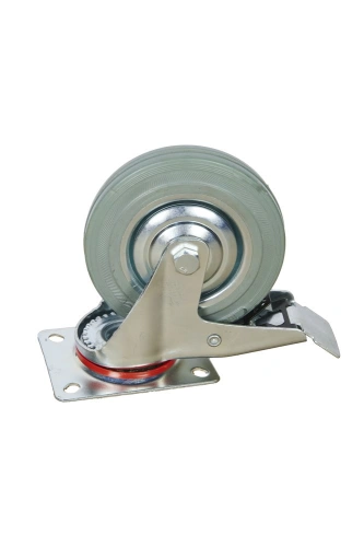 Колесо поворотное серая резина SCB 63 f 160 мм с тормозом по ценам производителя в Казани с доставкой по всей России